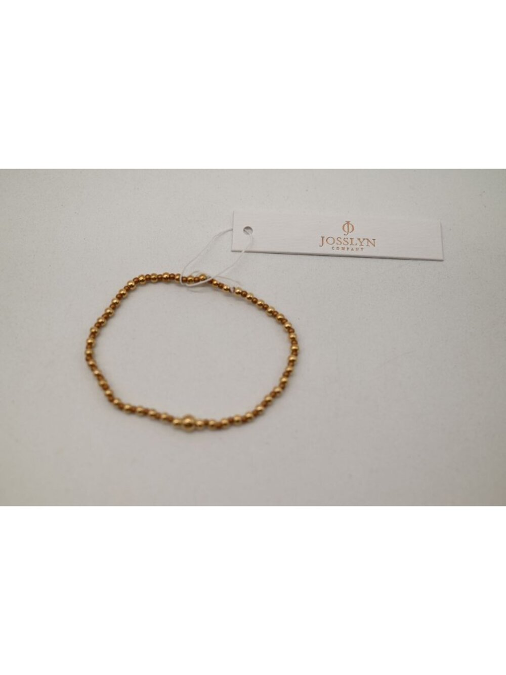 NWT Josslyn Beaded Bracelet Gold Tone Tan Stretch Minimalist Everyday Jewelry